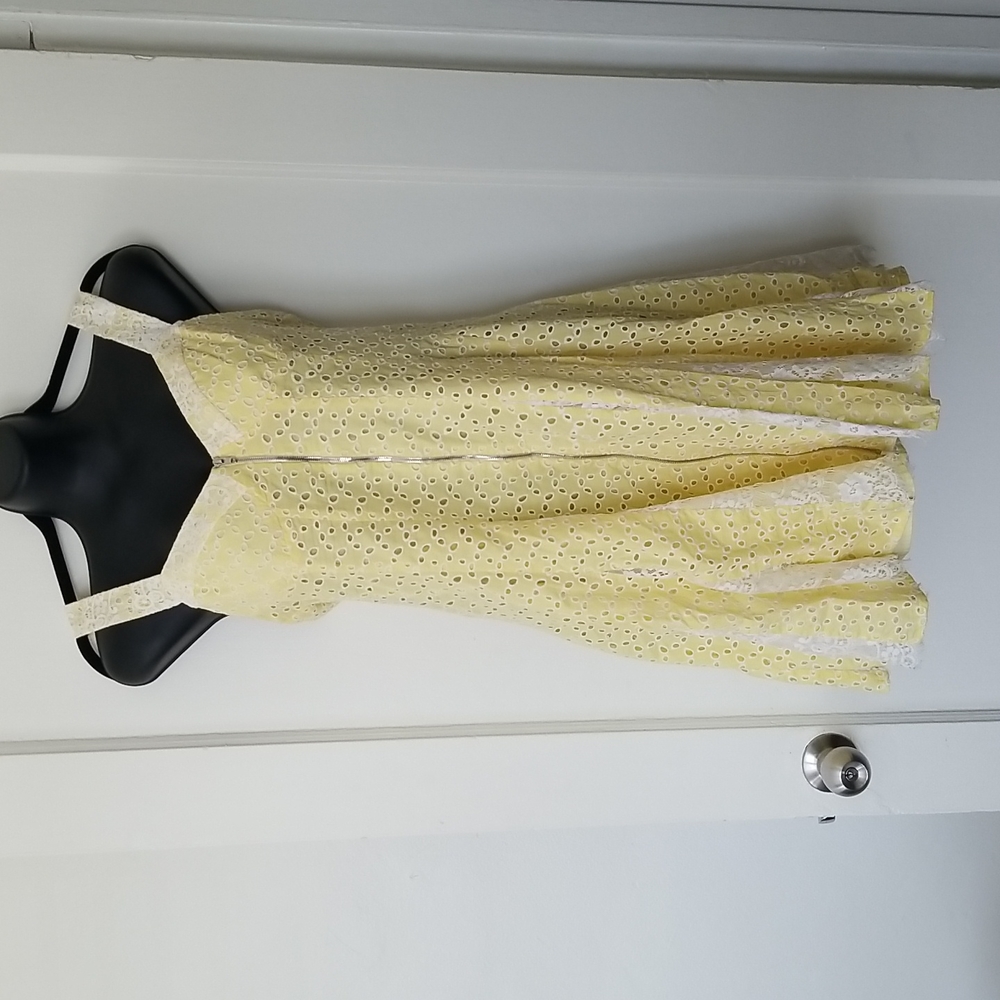 Betsey Johnson yellow eyelet dress, size 10